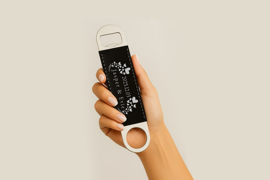 Personalized Leather Beer Opener, Custom Engraved Bar Tool for Wedding