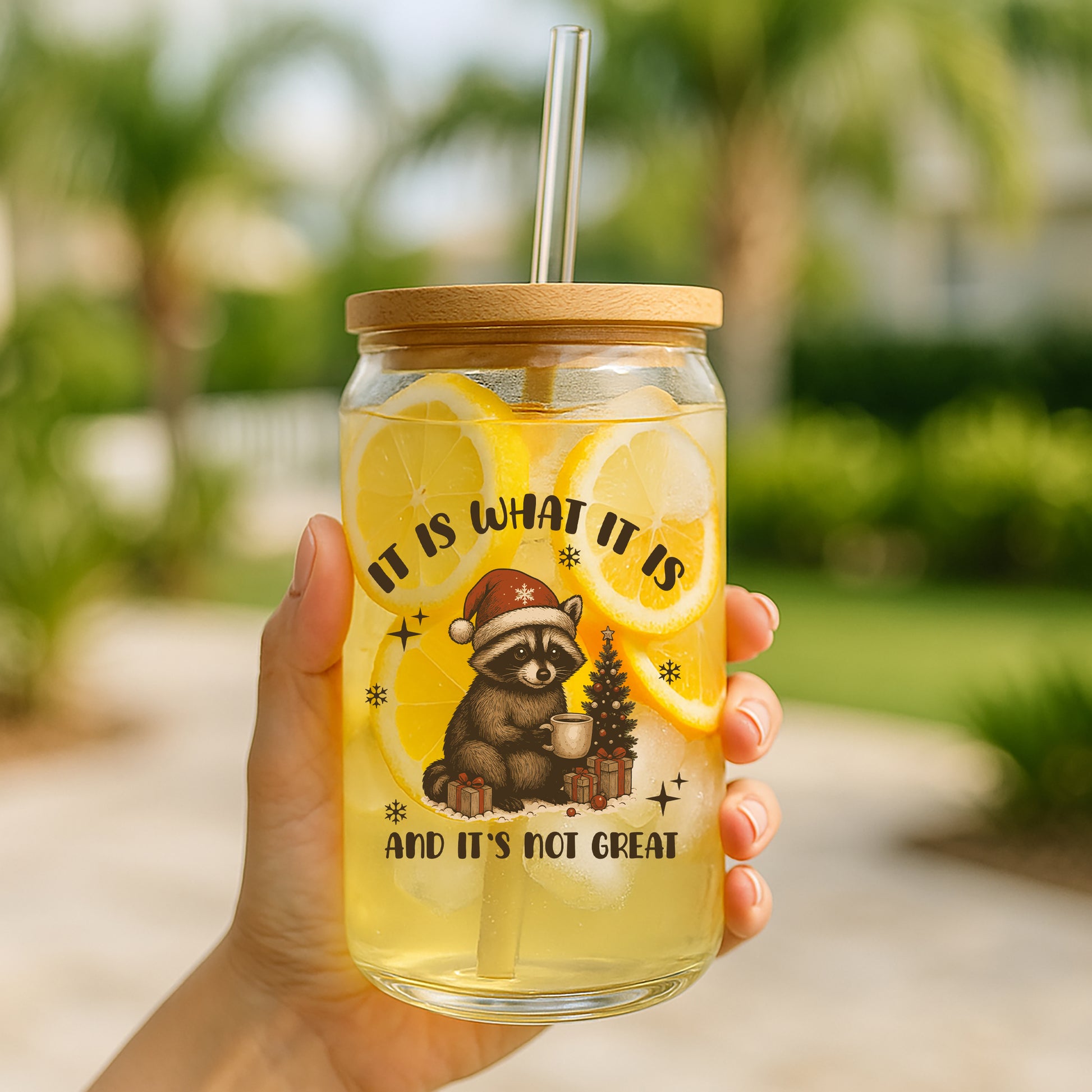 Sarcastic Raccoon Xmas Tumbler, Custom Funny Holiday Gift for Coworker