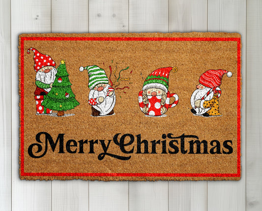 Cheerful Gnome Doormat, Holiday Welcome Mat for Cozy Home