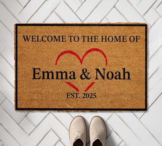Personalized Couple Doormat, Custom Family Front Porch Decor & Gift