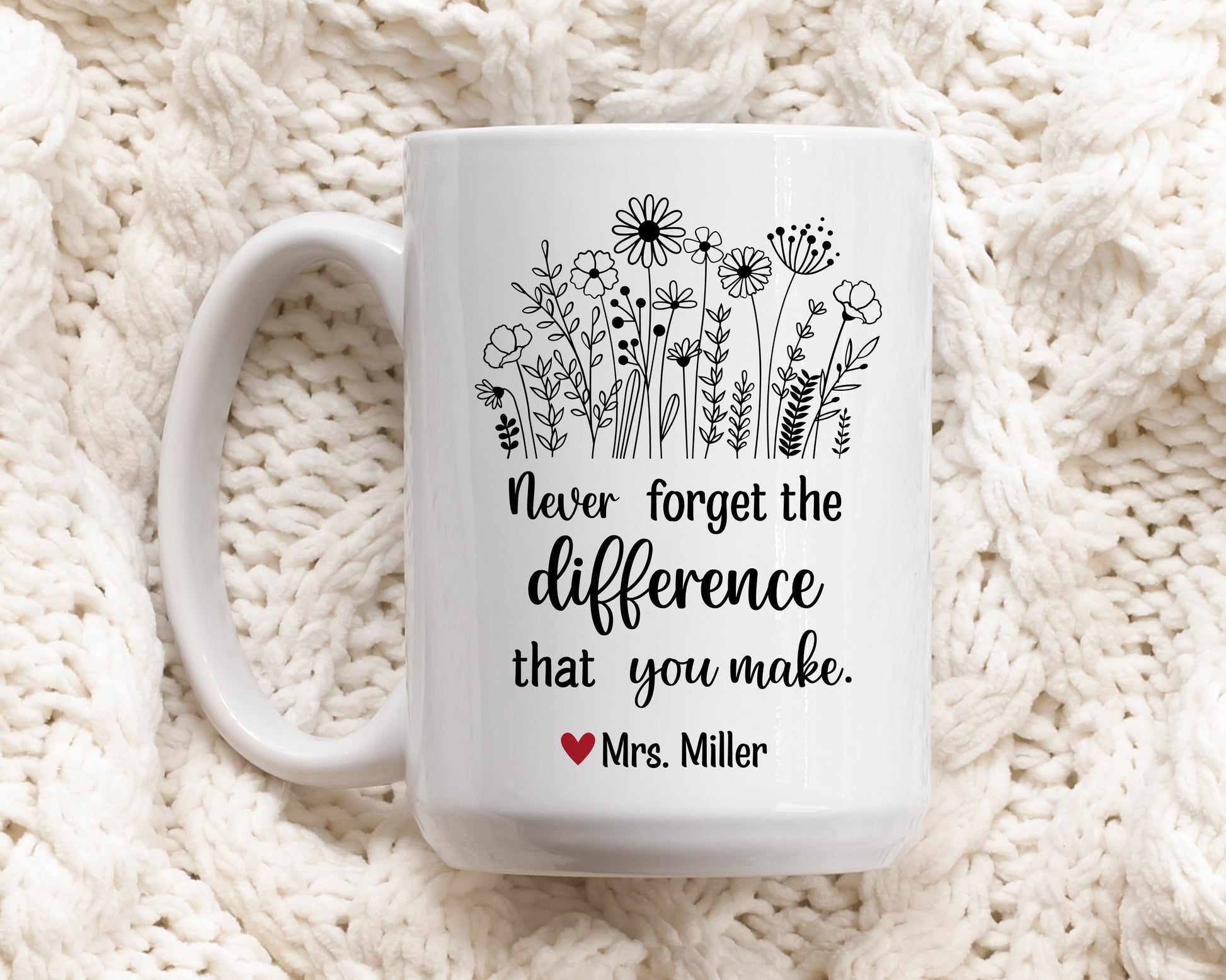 Custom Teacher Mug, Personalized Appreciation Cup, Make a Difference