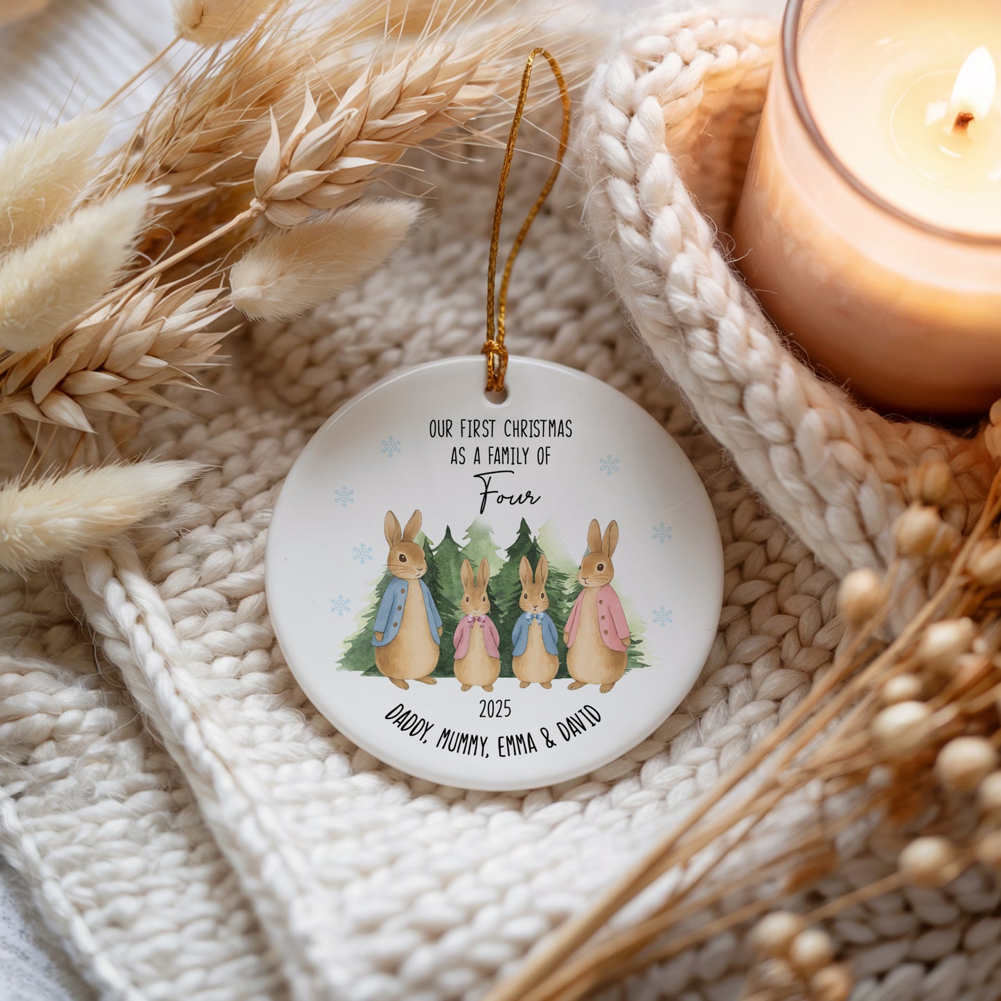 Cherish First Christmas Together with Personalized Rabbit Theme Ornament