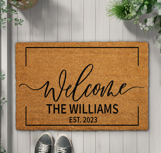 Custom Last Name Doormat, Personalized Family Mat for Housewarming Gift