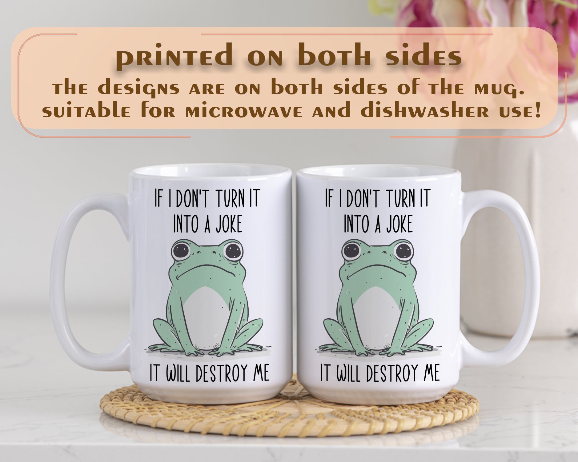Sarcastic Humour Frog Mug, Funny Mental Health Cup, Hilarious Ceramic