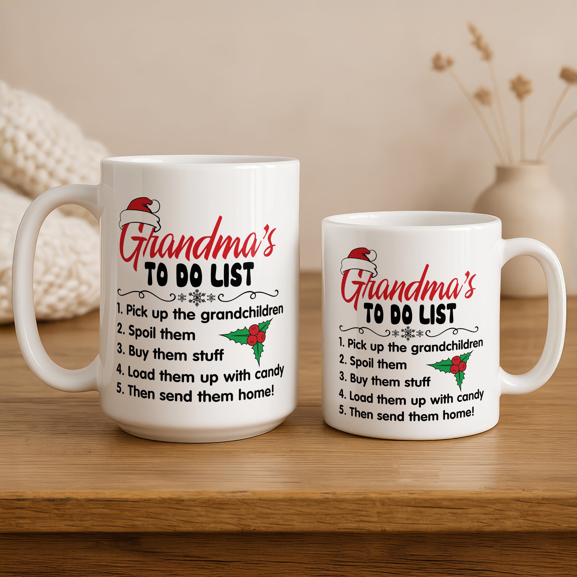 Grandma's Christmas Mug, Funny Family Xmas Gift, Humorous Ceramic Cup