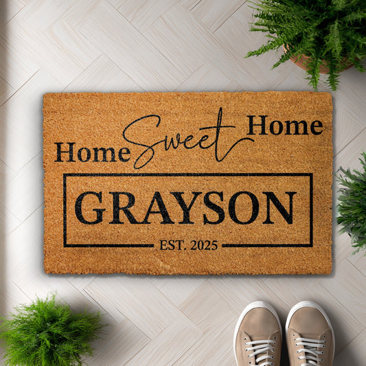 Unique Personalized Welcome Mat, Family Name & Est Year Home Decor