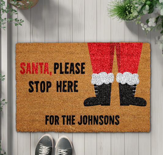 Custom Santa Welcome Mat for Festive Xmas Front Porch Decor