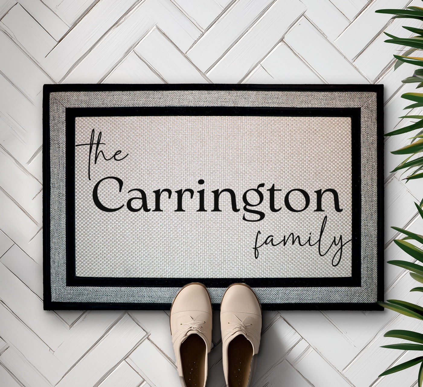 Personalized Family Name Doormat, Modern Housewarming Front Porch Decor