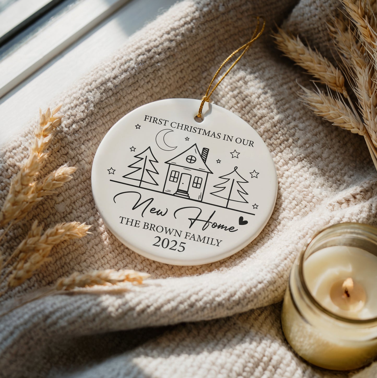 Personalize First Home Xmas Ornament, Cherished Family Celebration Keepsake
