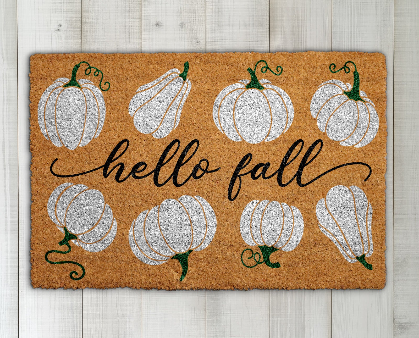 White Pumpkin Doormat: Modern Farmhouse Fall Entryway Decor Gift
