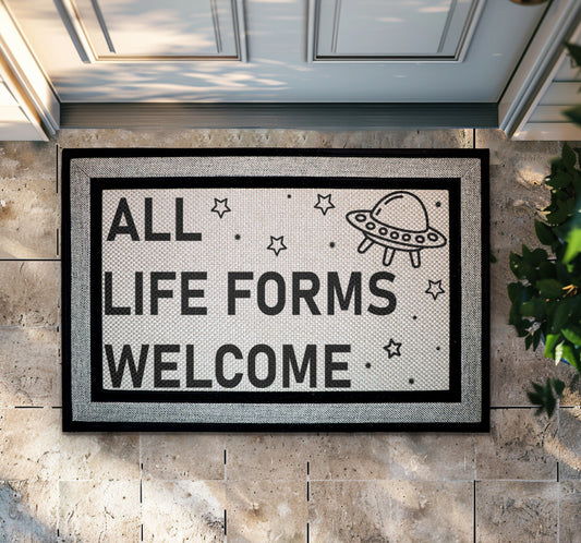 Quirky Sci-Fi Doormat - Welcome All Life Forms Home