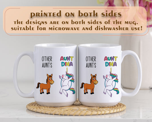Horse Themed Aunt Mug, Personalized Equestrian Gift for Coffee Lovers