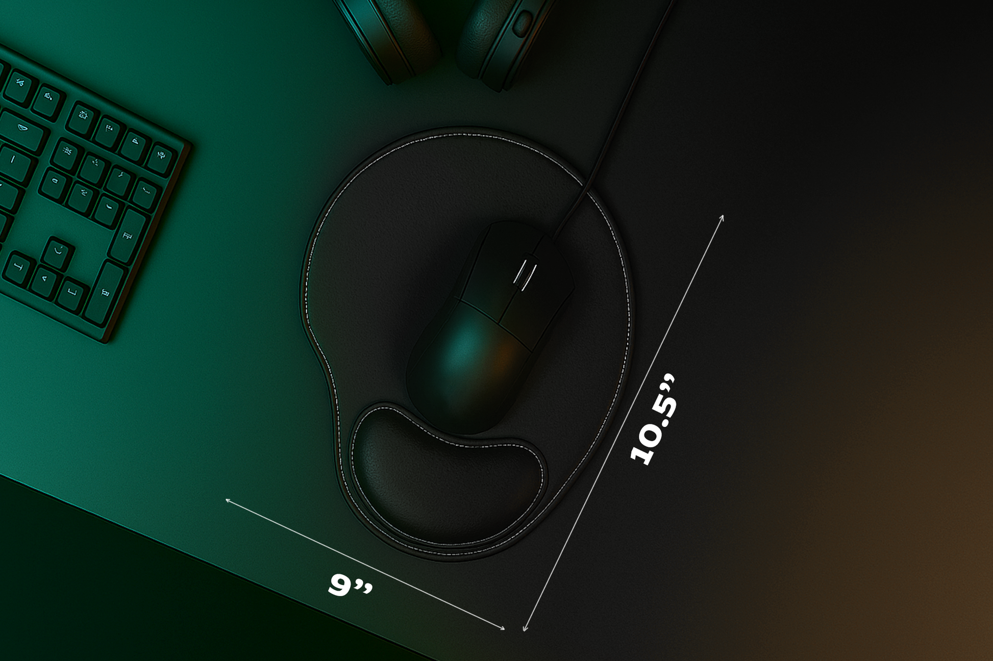 Custom Engraved Vegan Leather Mousepad with Wrist Support, Perfect Gift