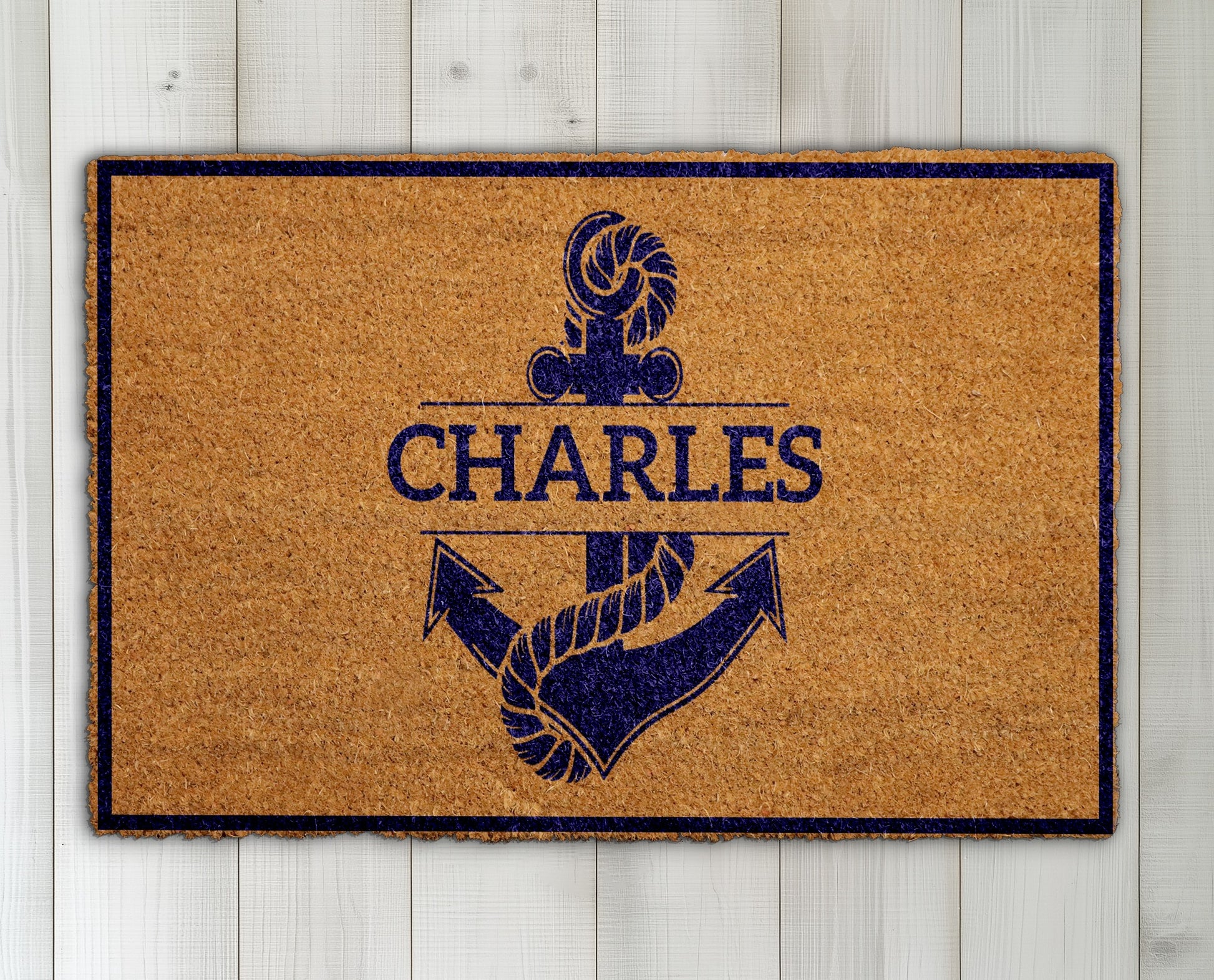 Custom Anchor Doormat, Personalized Nautical Welcome Mat, Coastal Home Decor