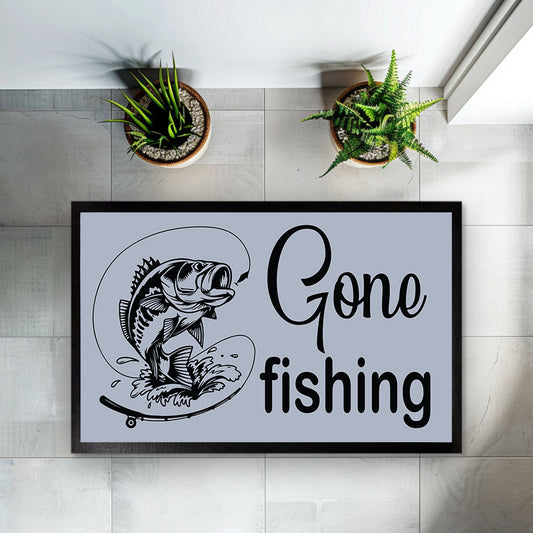 Welcome Anglers! Gone Fishing Doormat, Bass Theme Entry Rug