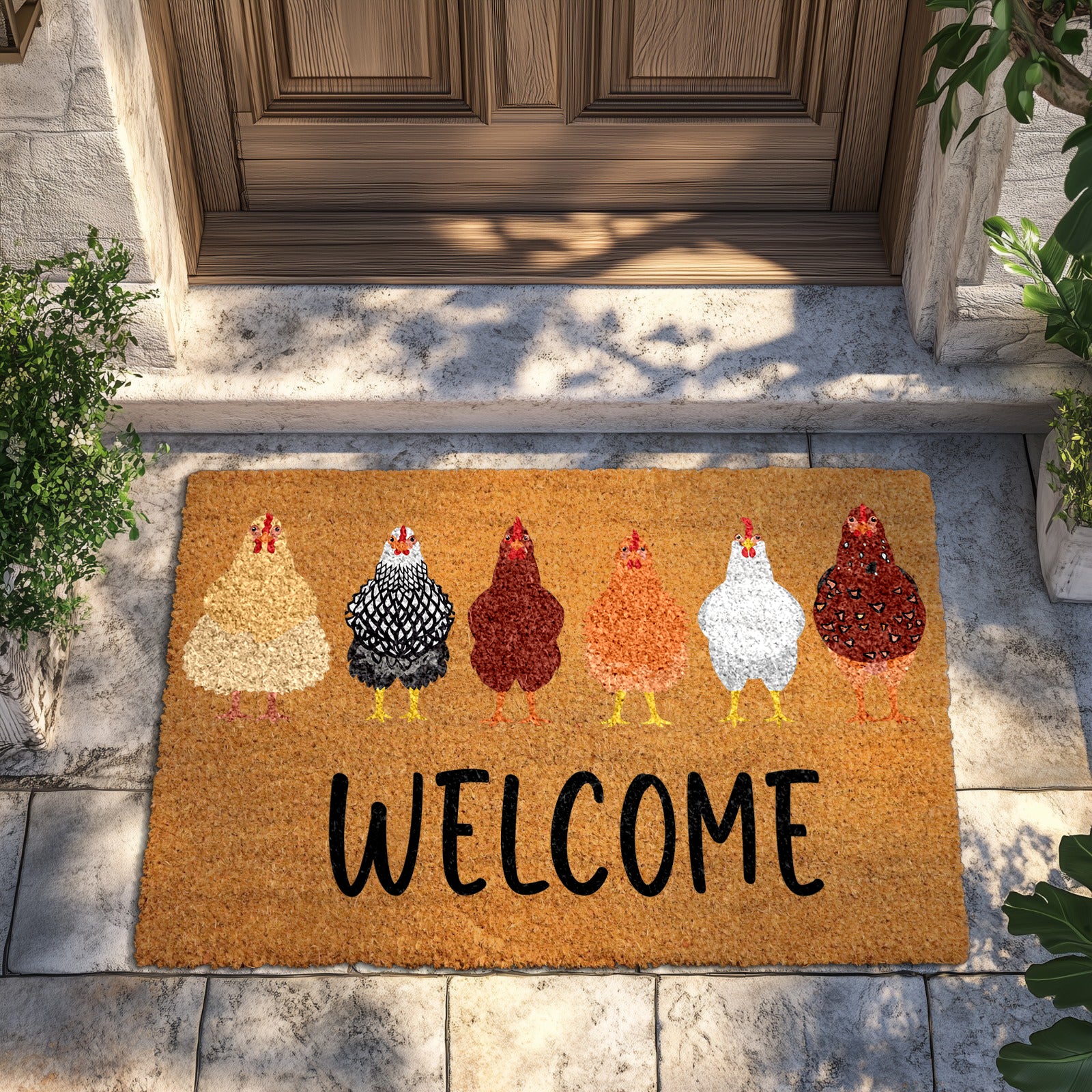 Rustic Chicken Welcome Mat: Funny Farmhouse Decor for Country Homes
