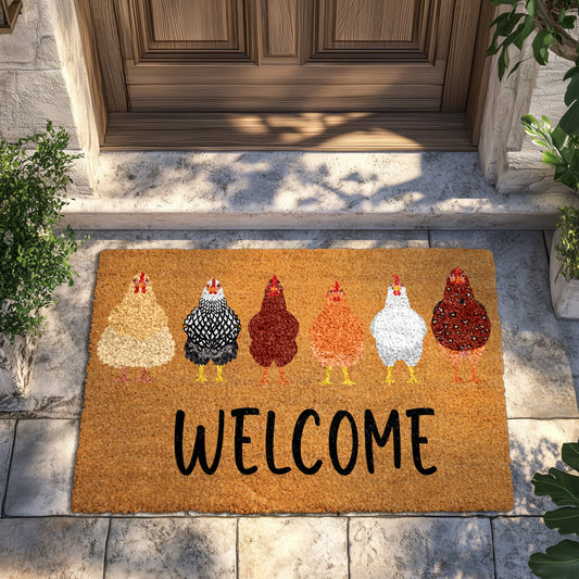 Rustic Chicken Welcome Mat: Funny Farmhouse Decor for Country Homes