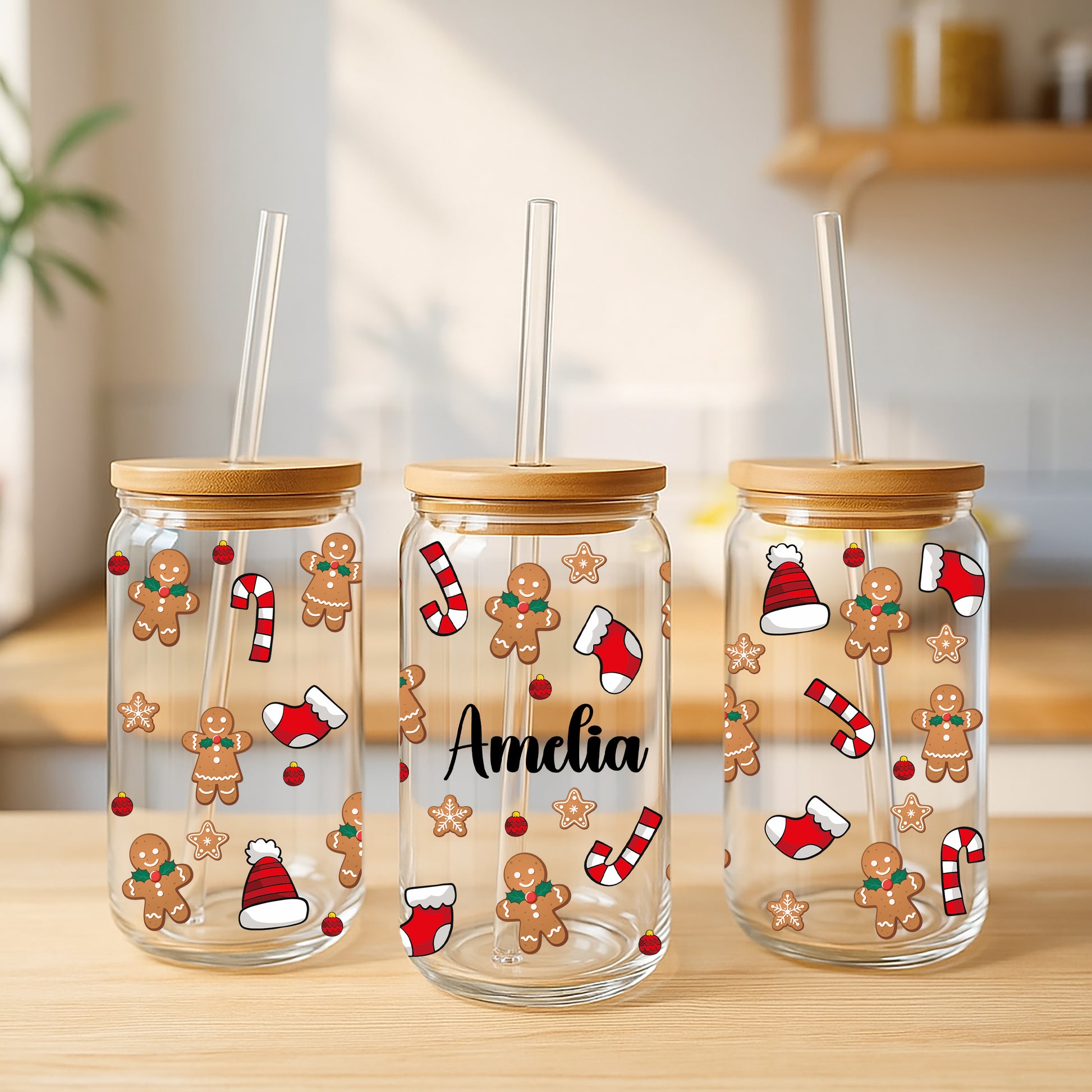 Personalized Gingerbread Cup, Kids' Christmas Tumbler, Festive Stocking Stuffer Gift