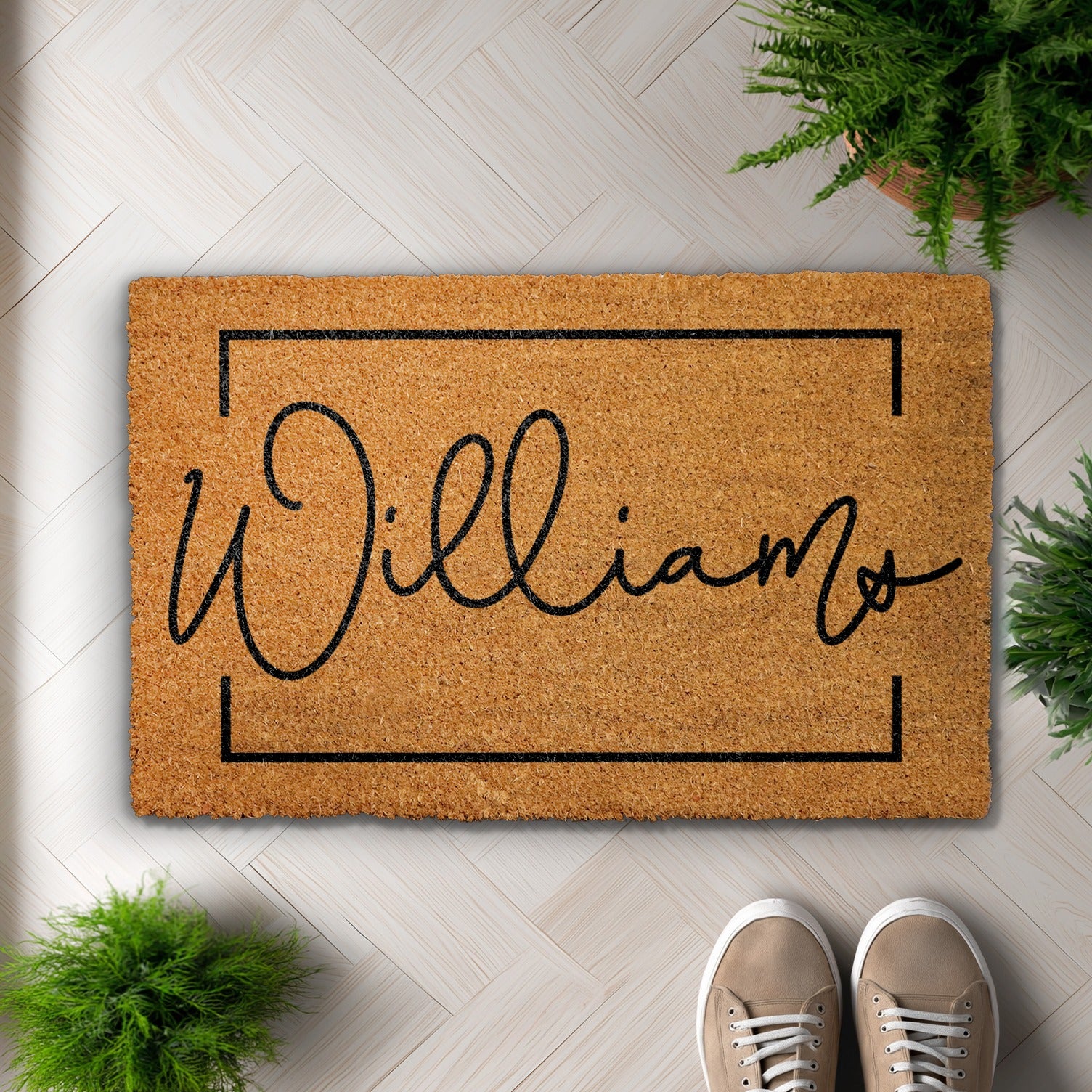 Custom Script Font Doormat: Unique Housewarming Gift for Front Porch