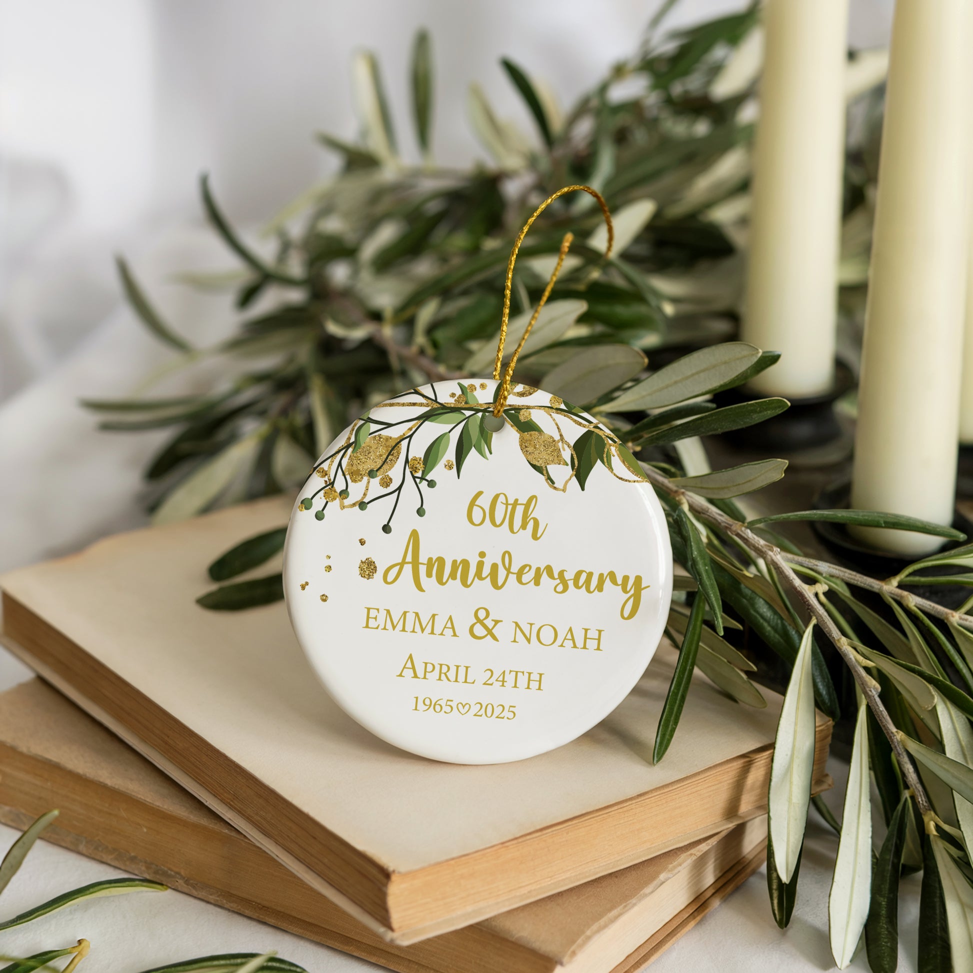 Personalize Your Love Story with Ceramic Anniversary Ornament, Romantic & Aesthetic!