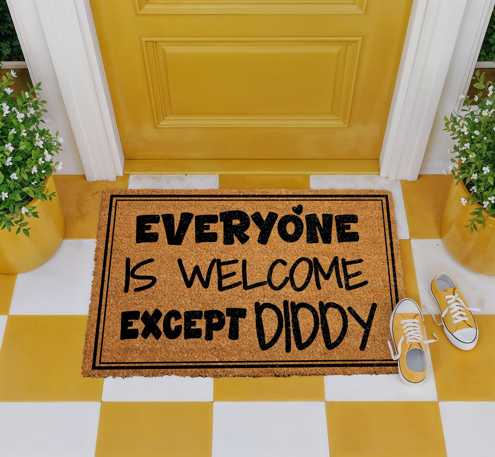Rapper quote welcome mat, sarcastic housewarming decor for front porch