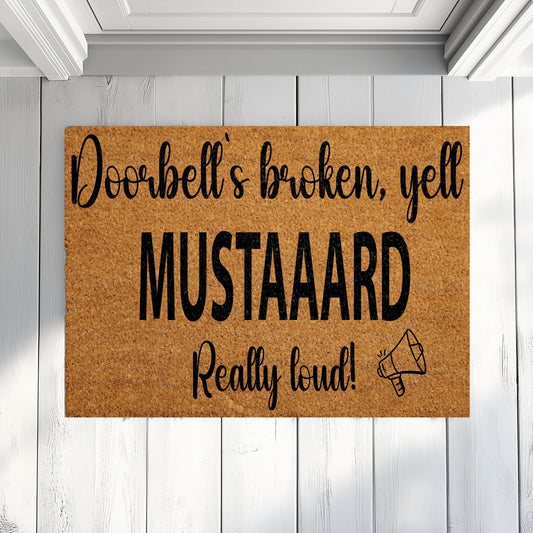 Mustard Funny Welcome Mat, Rapper Front Porch Rug, Superbowl Fan Gift