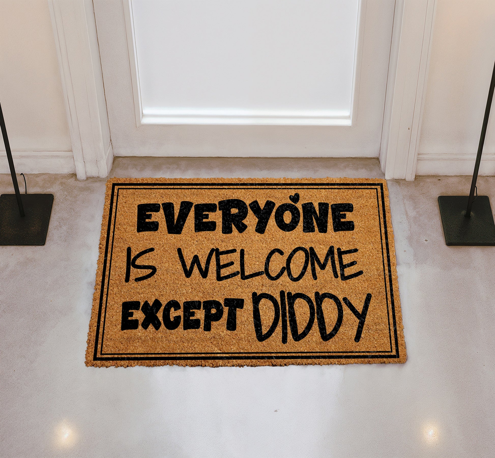 Rapper quote welcome mat, sarcastic housewarming decor for front porch
