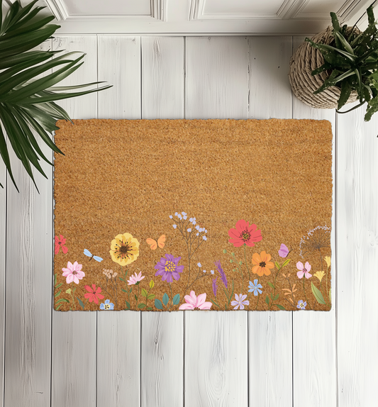Floral Welcome Doormat, Perfect Wedding Home Gift, Flower Outdoor Decor