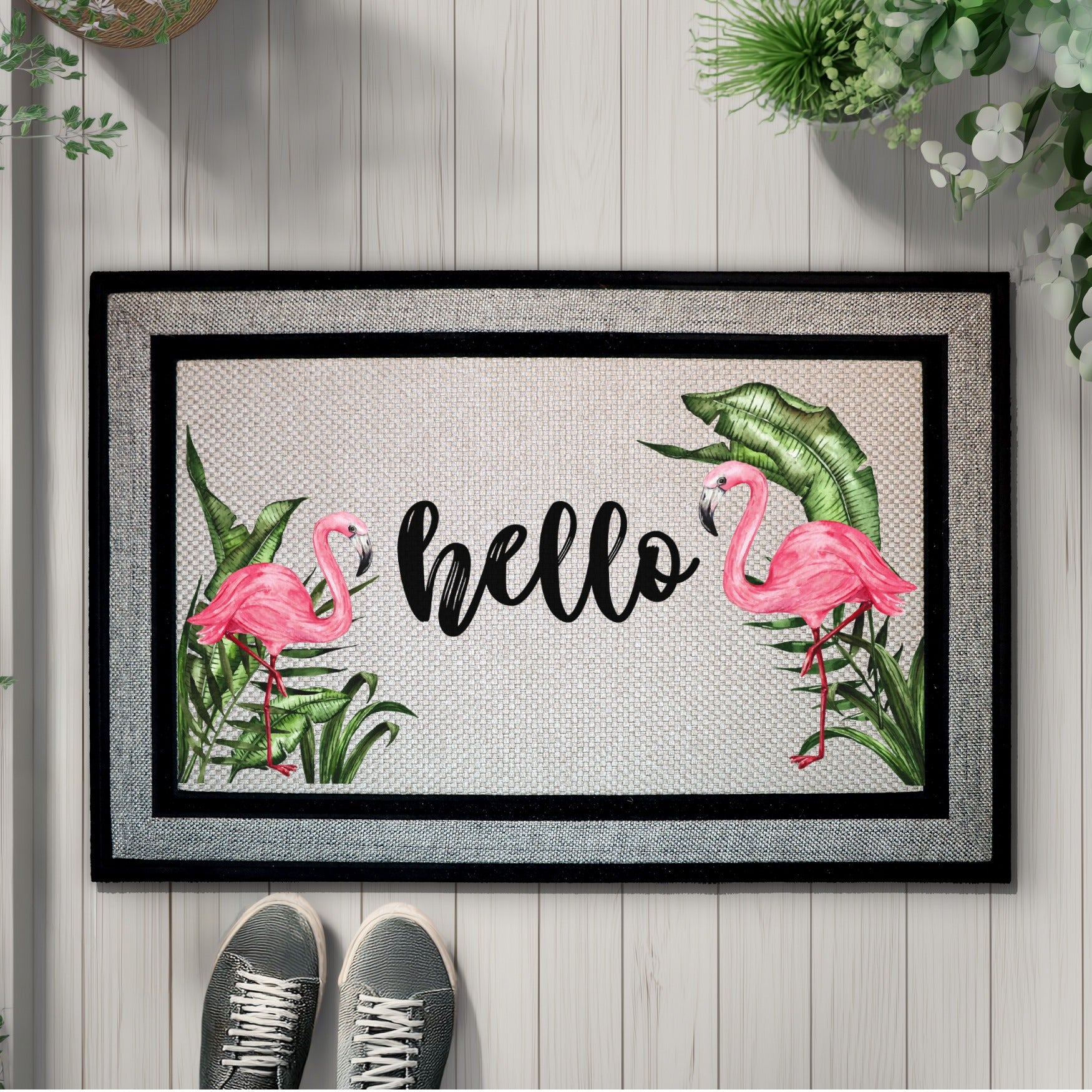 Tropical Leaves Welcome Mat: Summer Front Porch Decor, Cute Housewarming Gift