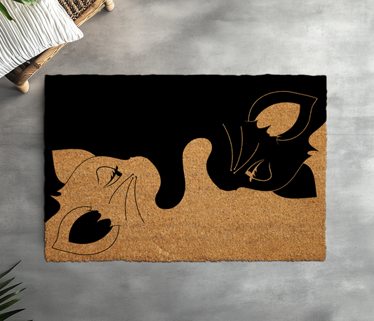 Cat Themed Doormat, Natural Coir Mat: Charming Home Entry Decor