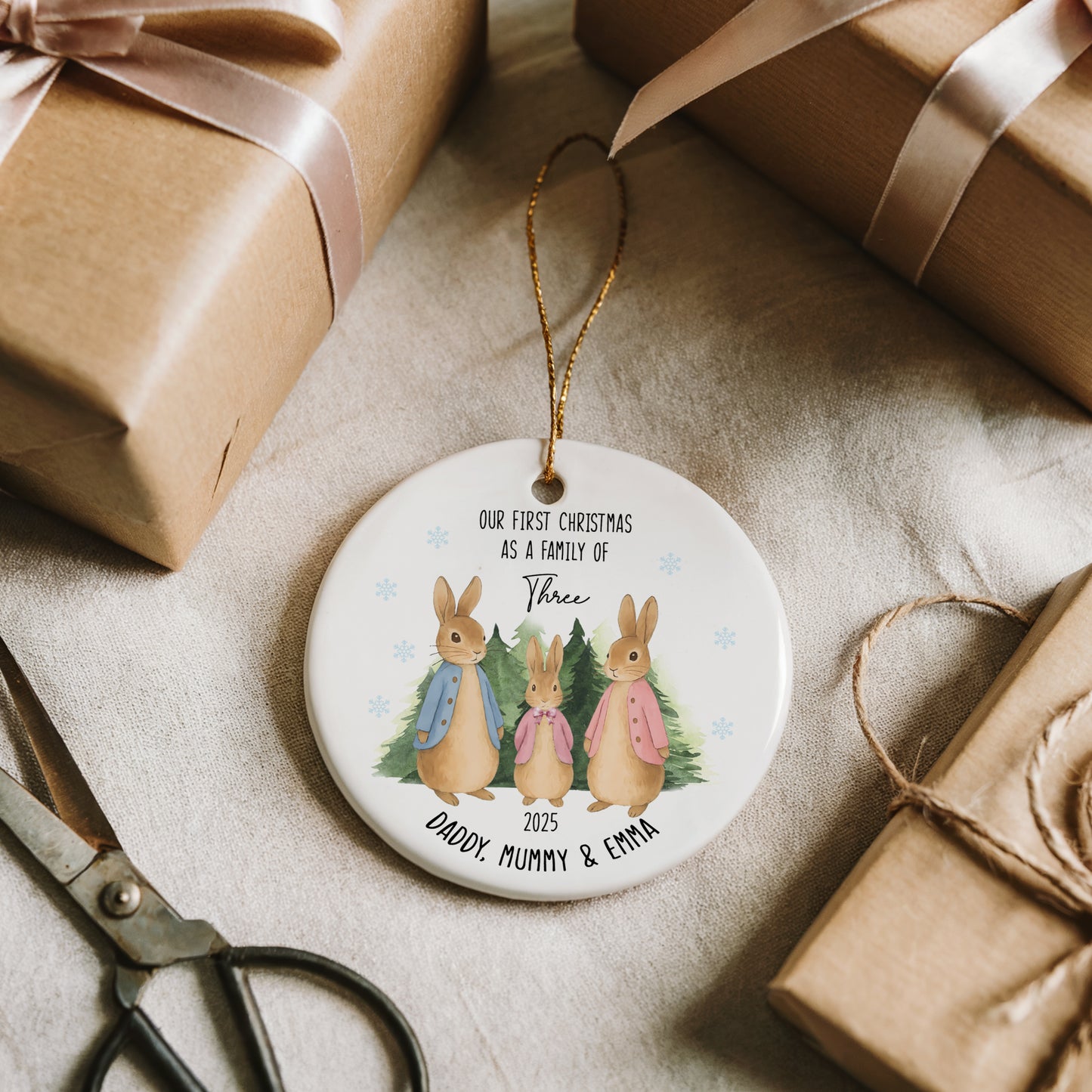 Cherish First Christmas Together with Personalized Rabbit Theme Ornament