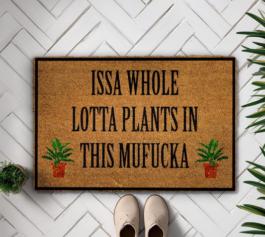 Welcome with a whole lotta plants in this doormat!