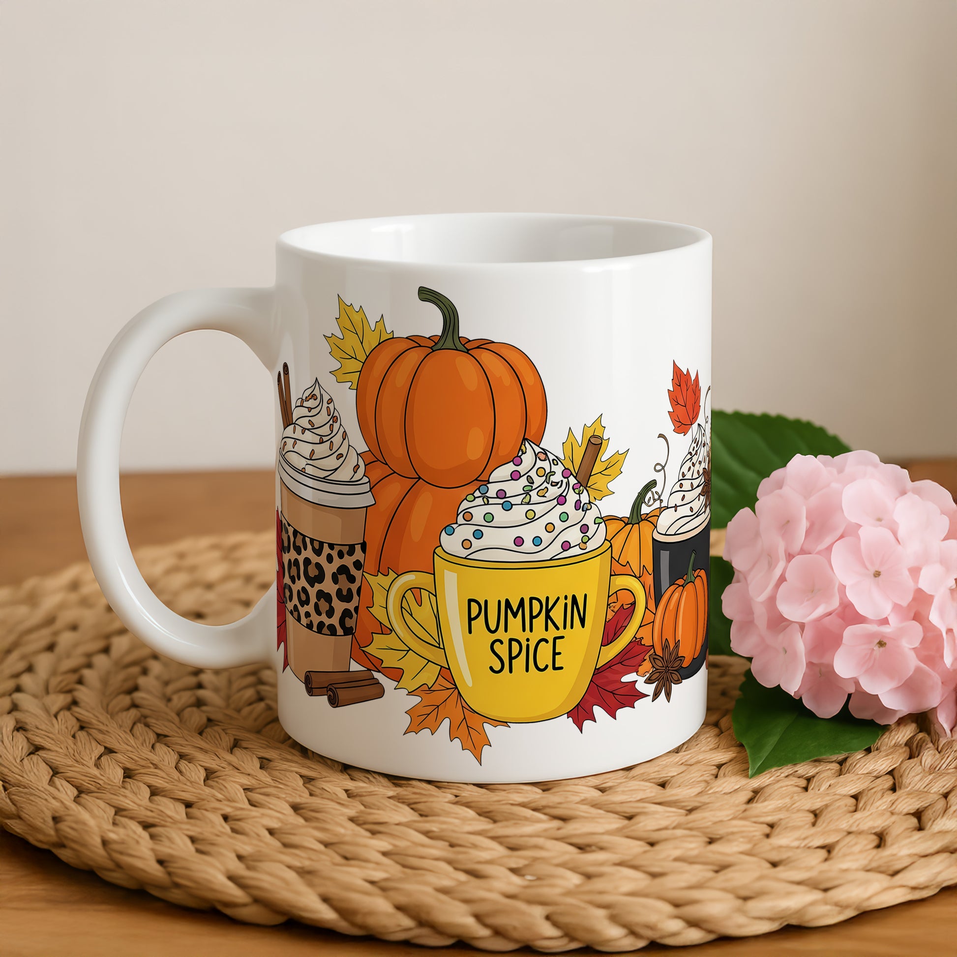 Pumpkin Spice Latte Ceramic Cup, Autumn Vibes Pottery Mug