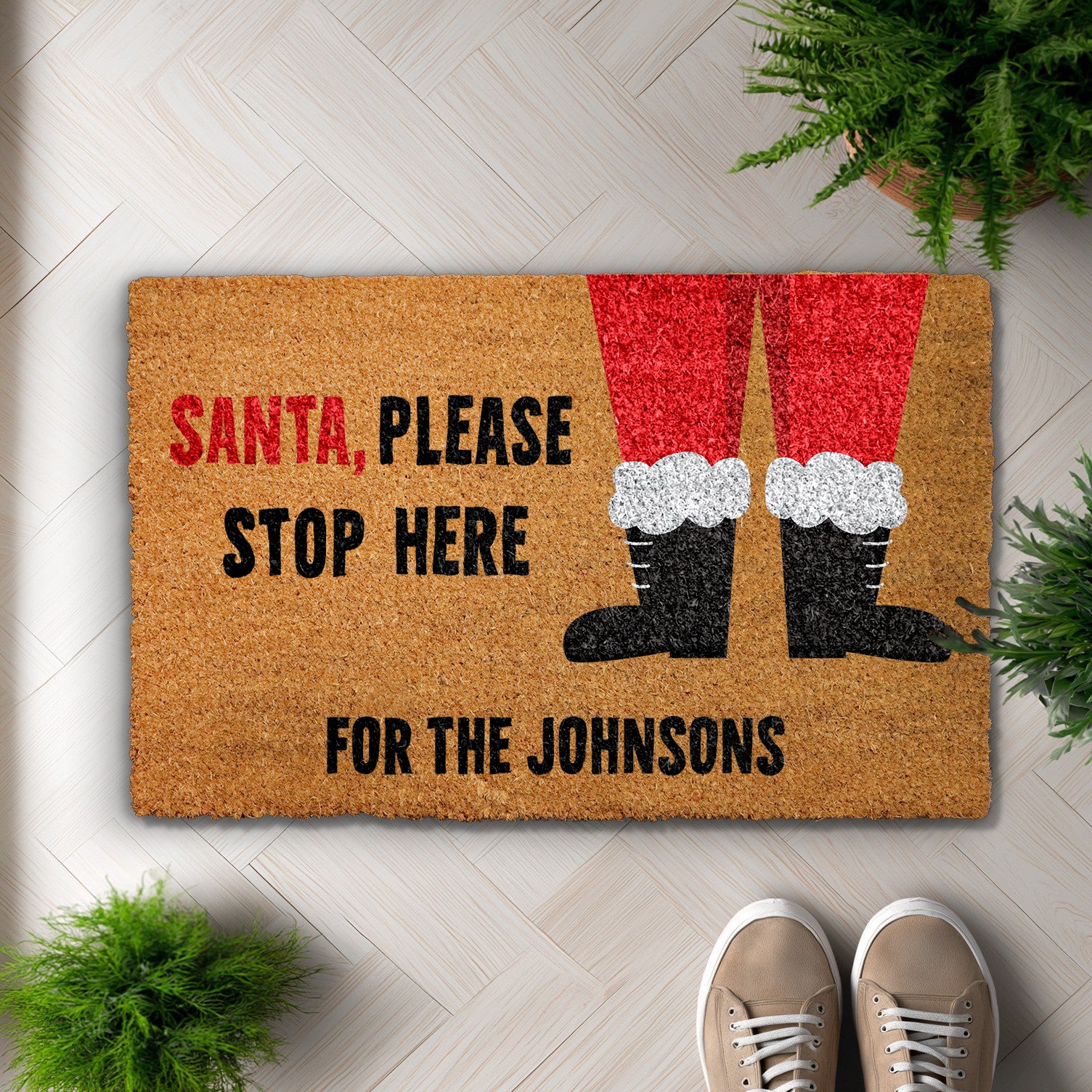 Custom Santa Welcome Mat for Festive Xmas Front Porch Decor