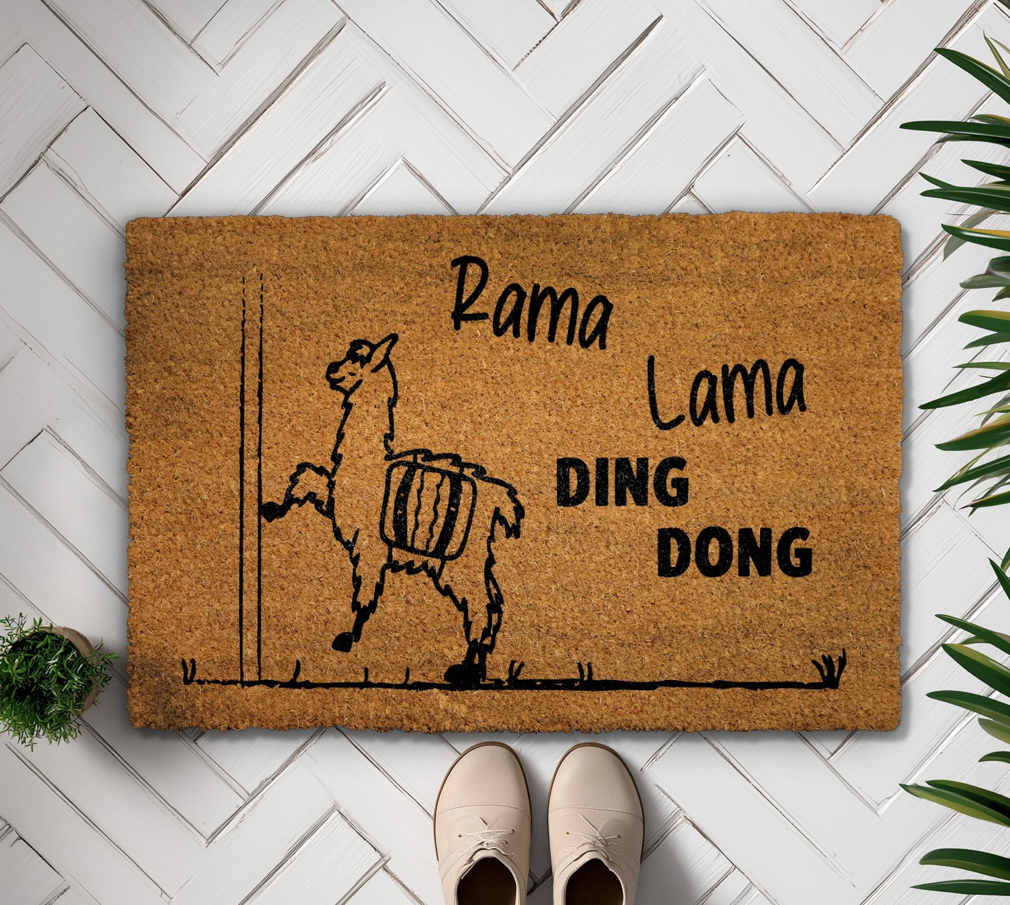 Whimsical Llama Doormat: Song Lyrics Welcome Mat, Humorous Housewarming Gift