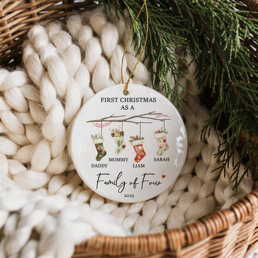 First Christmas as Family of ..., Personalized Keepsake Ornament, New Parents Xmas Gift