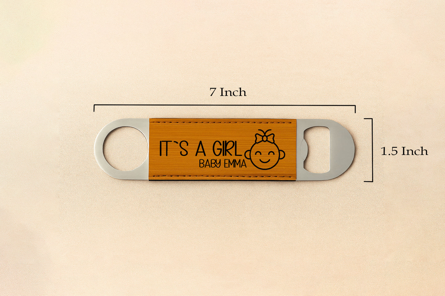 Engraved Long Bottle Opener, Custom Vegan Leather Beer Opener, Groomsmen Gift