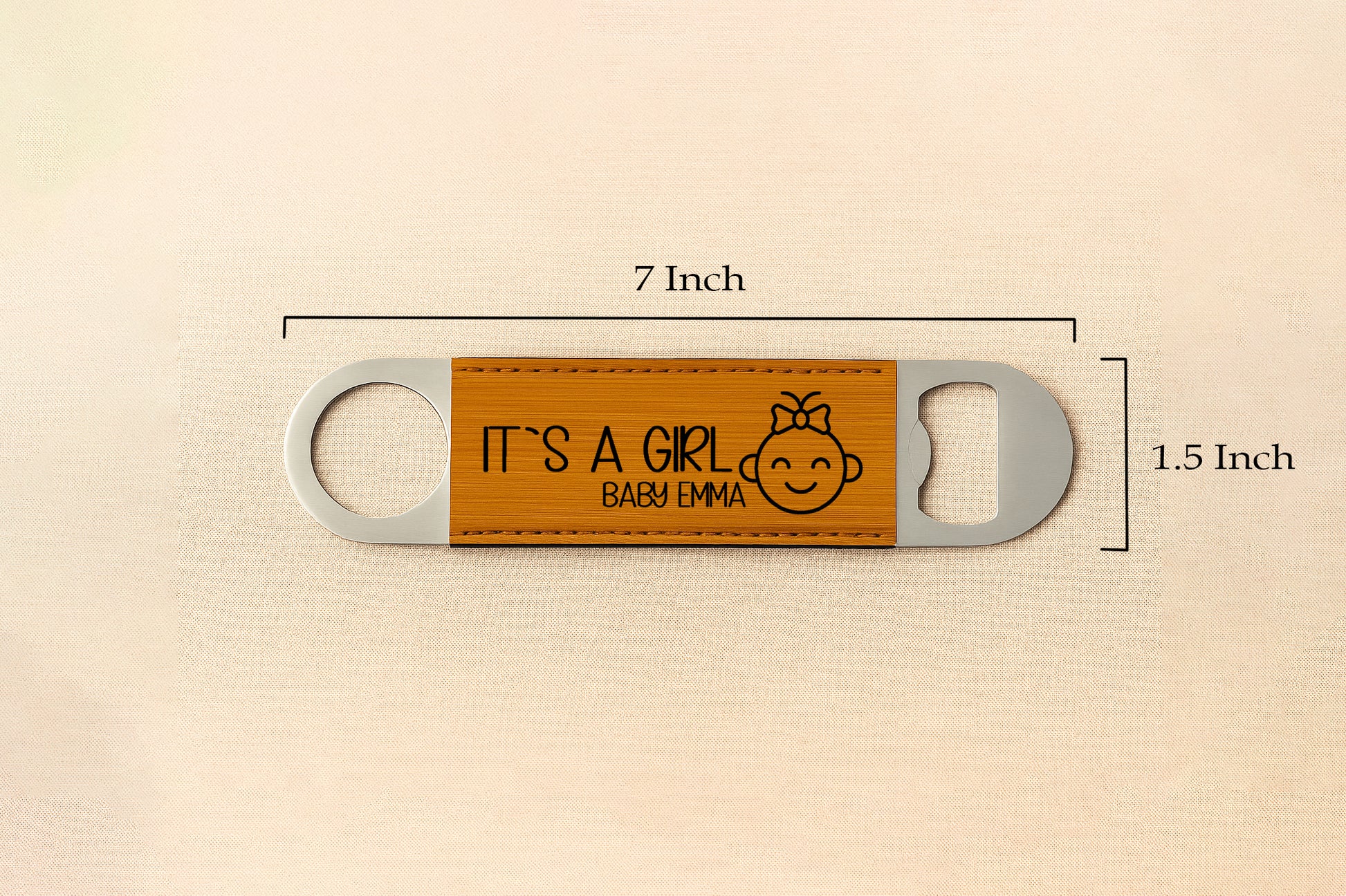 Engraved Long Bottle Opener, Custom Vegan Leather Beer Opener, Groomsmen Gift