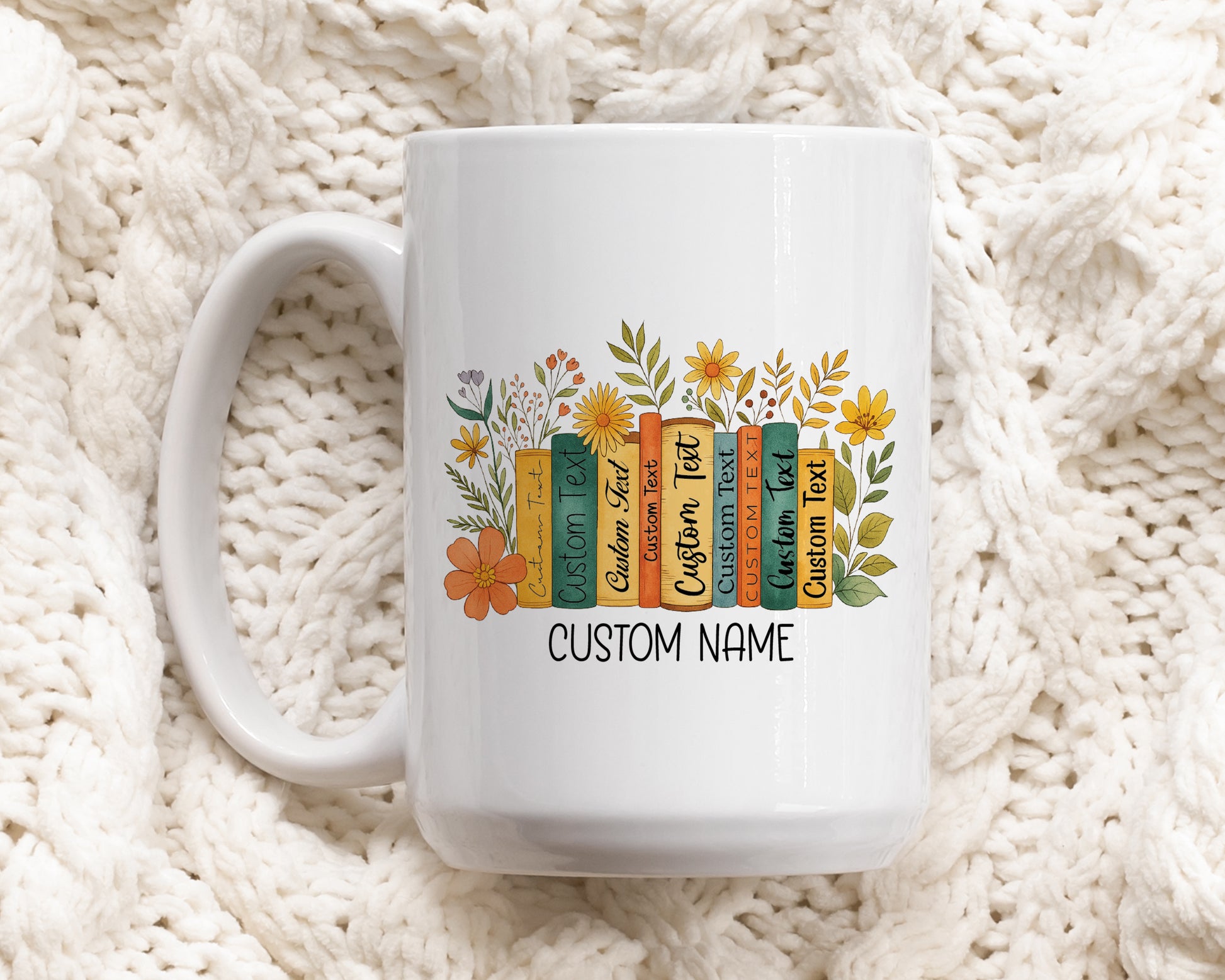 Floral Book Enthusiast Ceramic Mug, Perfect Gift for Librarians