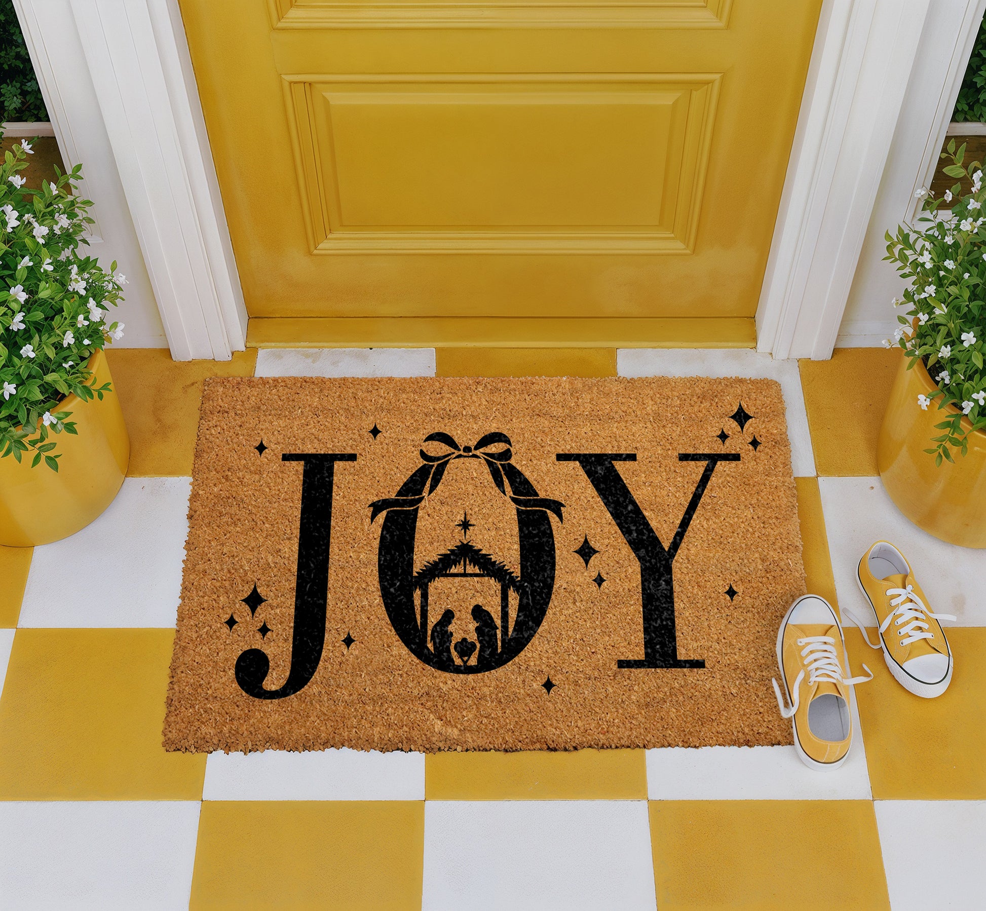 Spread Joy with Religious Nativity Scene Doormat, Perfect Holiday Decor