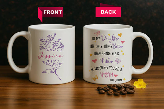 Floral Mother to Daughter Mug - Sentimental Tea Cup Gift