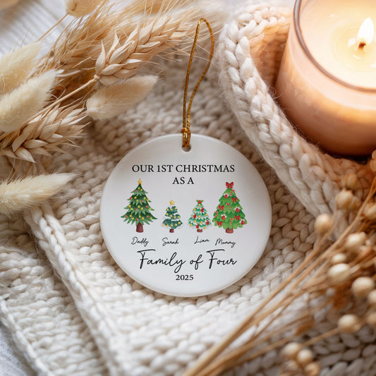 Cute Customizable 2025 Family Ornament, Happy 1st Christmas Together!