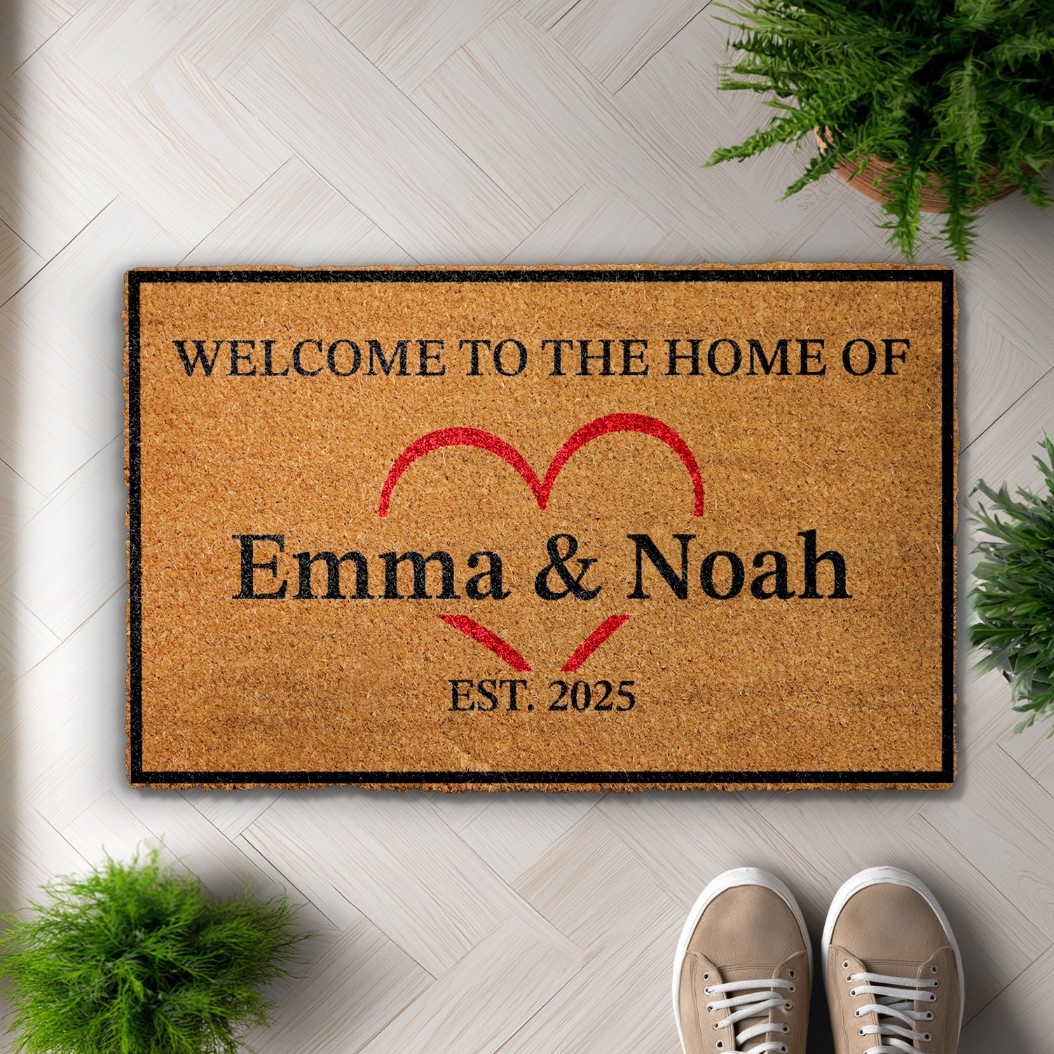 Personalized Couple Doormat, Custom Family Front Porch Decor & Gift