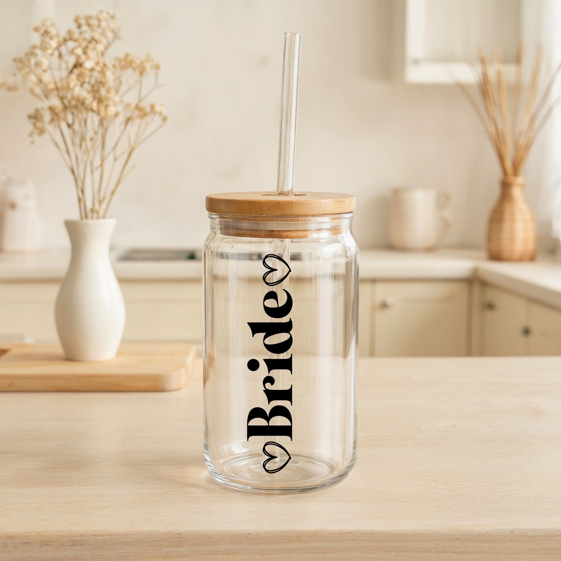 Newlywed Glass Tumbler Set, Bride Groom Matching Coffee Mugs