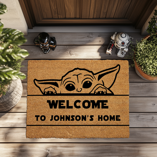 Charming Baby Yoda Doormat, Welcoming Home Decor, Farmhouse Entryway Mat