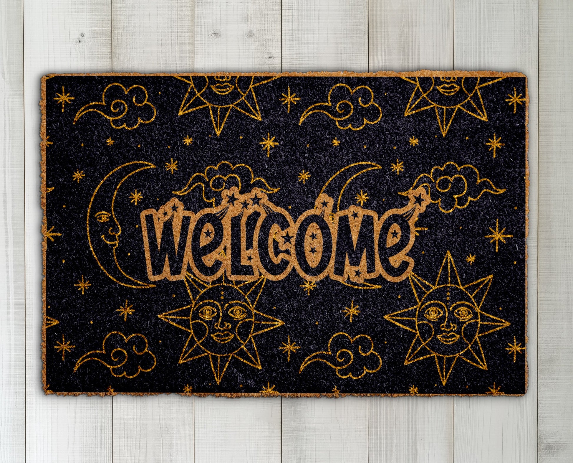 Starry Night, Sun and Moon: Astrology Lovers' Front Doormat