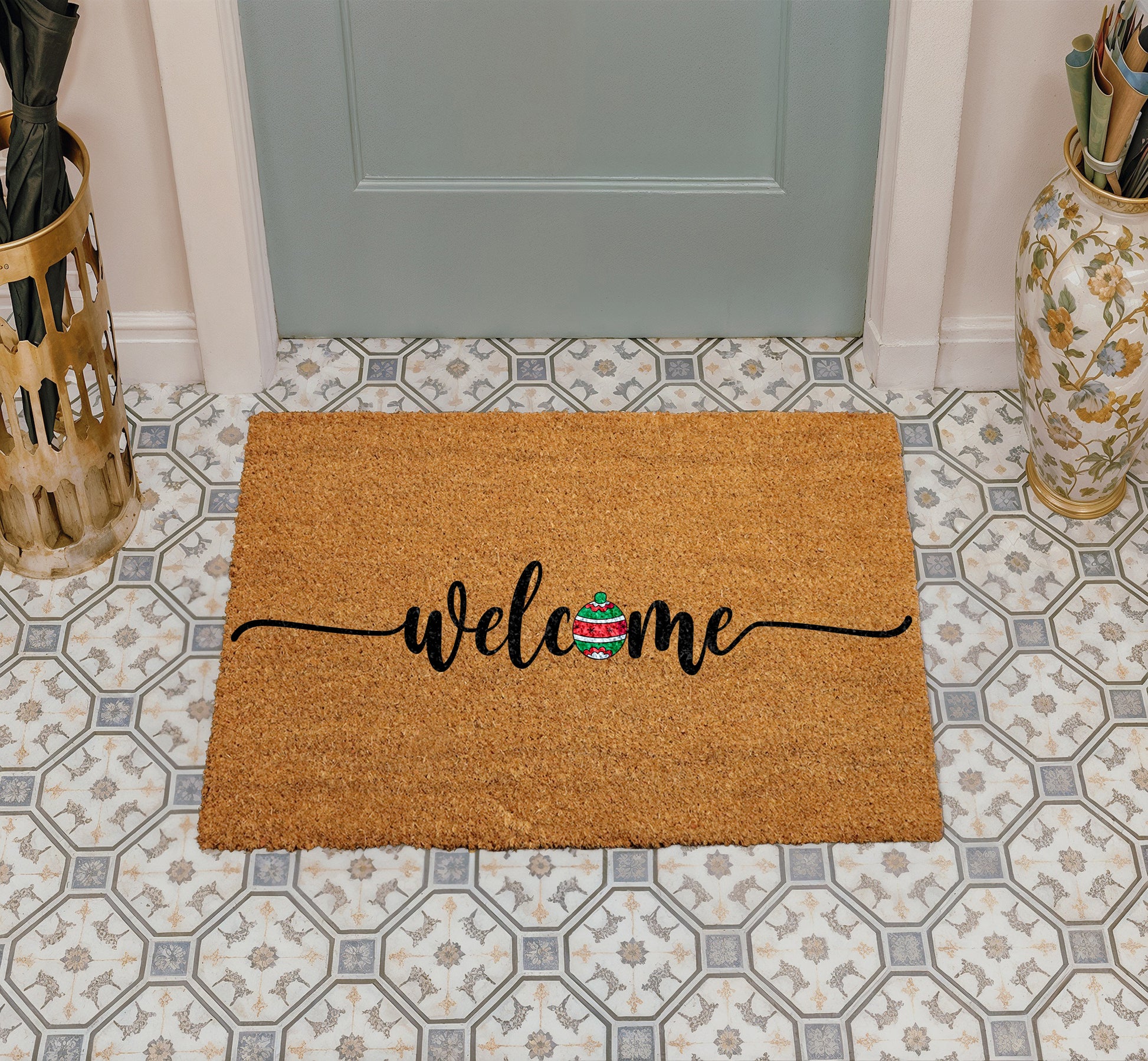 Festive Front Door Mat: Christmas Welcome for Cozy Winter Decor