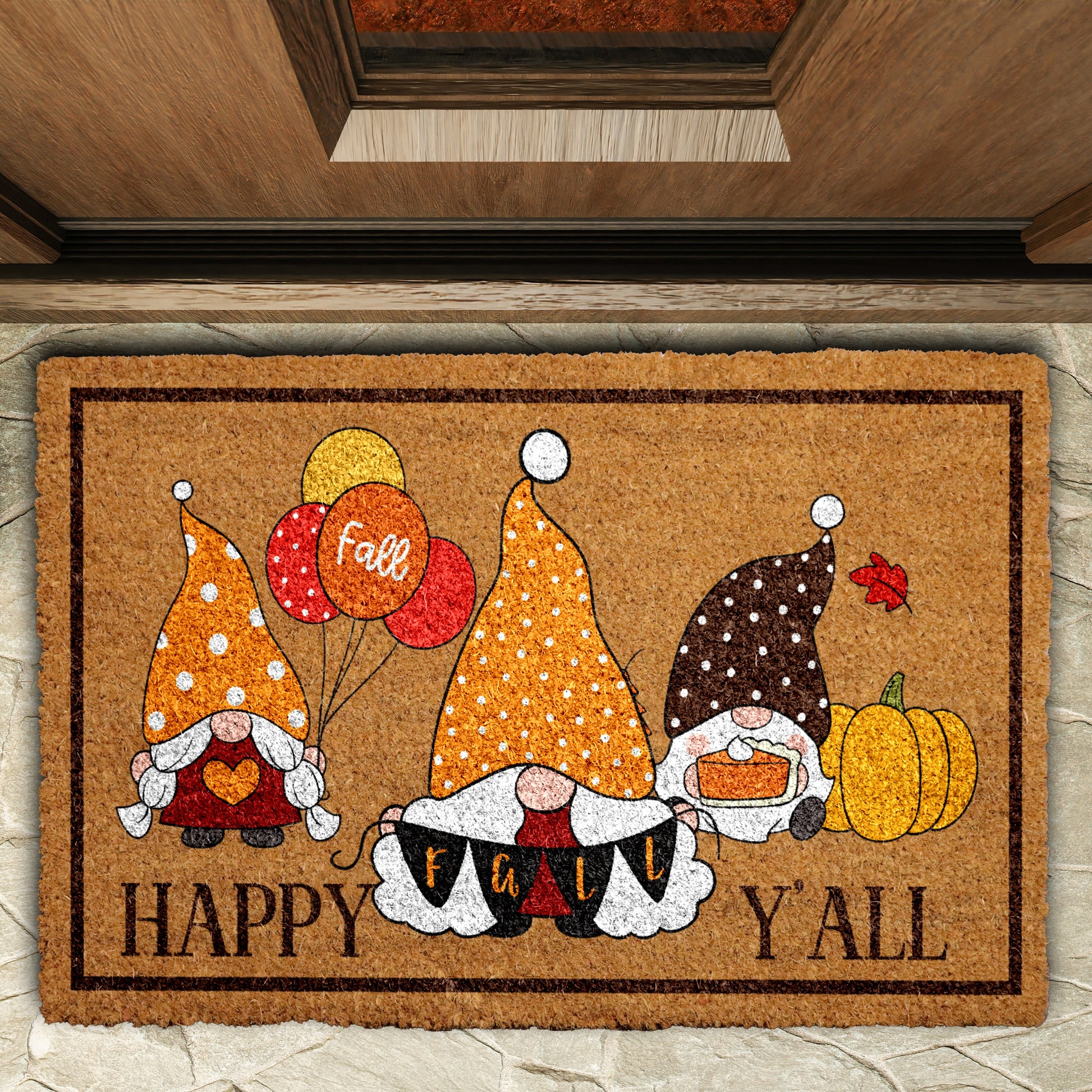 Gnome Welcome Mat, Fall Pumpkin Decor, Thanksgiving Gift, Farmhouse Rug