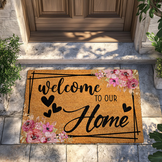 Charming Pink Rose Doormat, Heartwarming Entrance Décor and Ideal Gift
