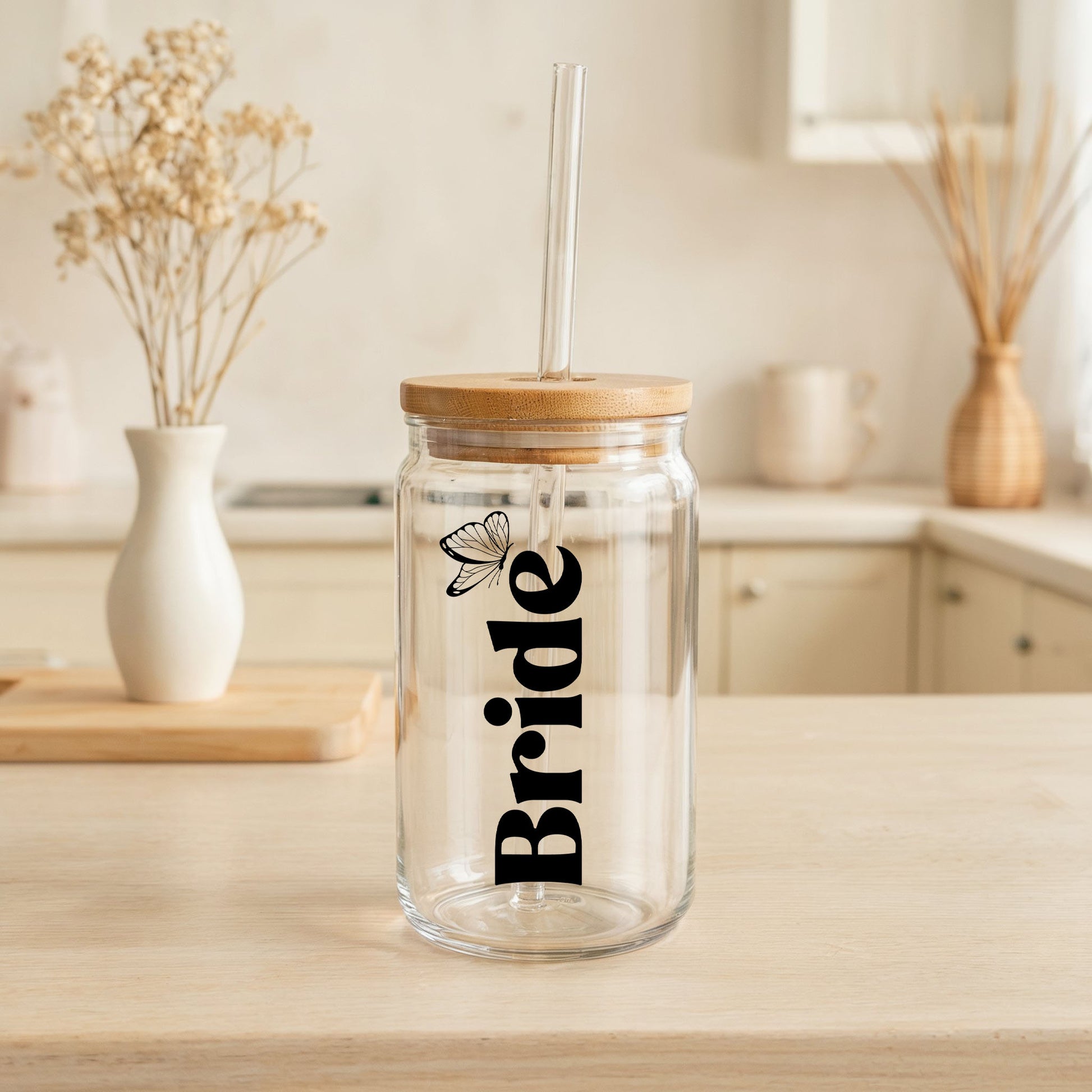 Personalized Butterfly Glass Tumbler, Perfect Mother's Day or Bridal Gift